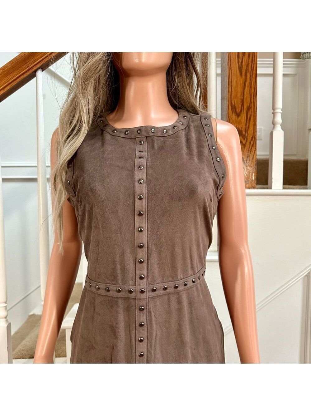 NWT brown super soft faux suede studded dress - Picture 2 of 11